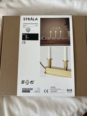 105.324.18 Ikea Strala Led 3 Arm Candelabra Candlestick Circle Brass Hanna Grann Christmas