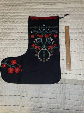 405.815.15 Ikea Vinterfint Christmas Stocking Black/floral Embroidered British Variant 2024