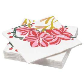 605.811.33 Ikea Vinterfint Paper Napkins Set Of 30 Christmas Amaryllis Fast Ship