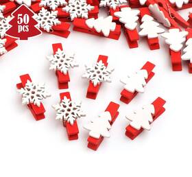 Hy1387-1 Ilauke 50pcs Christmas Wooden Clothespins 1.38 Inch Mini Snowflake