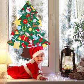 Imountek 737547585409 Felt Christmas Tree For Wall With 41pcs Detachable Ornaments Diy Set Hanging