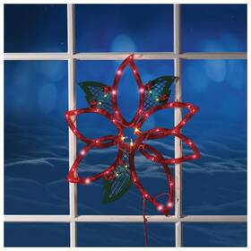 Impact Innovations 727223950195 Christmas Lighted Window Decoration Poinsettia