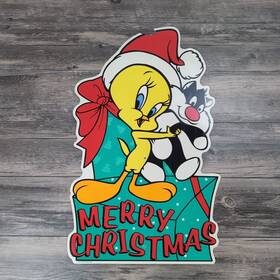 Impact Plastics 727223575046 Vintage 1997 Looney Tunes Tweety Bird Merry Christmas Yard Sign Sylvester 26x16 Inch