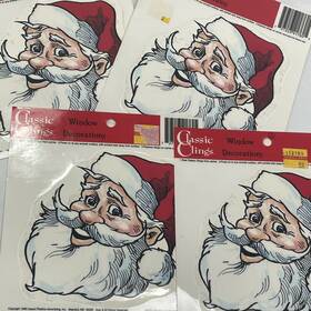 Impact Plastics Advertising 727223417605 Santa Clings Window Cling Christmas Decorations 4 Small Vintage Classic
