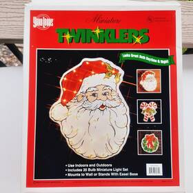 Impact Plastics Advertising 727223989799 Vintage 1994 Yard Twinklers Light Up Santa Claus Face Christmas Window Decor