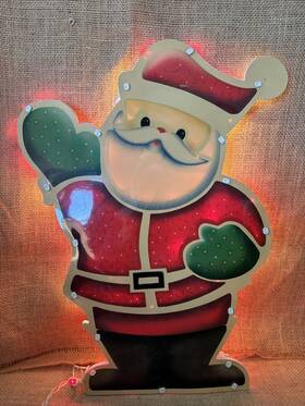 Imp43 Impact Plastics Inc. Vtg Lighted Santa Claus Christmas Window Silhouette Decoration
