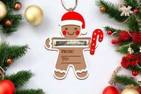 Xmas2024 Imt-llc 3d Christmas Money Holders Bundle Wooden Hanging Ornament Dollar Banknote Ho