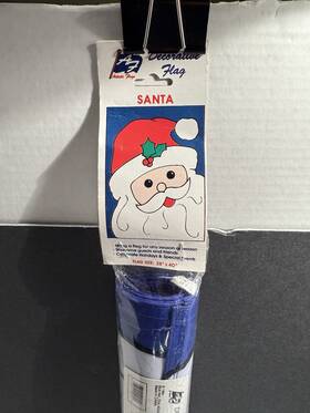 00575 In The Wind Vtg Santa Christmas Yard Flag 39-1/4 X 27-1/2 New With Tags 1994 Nos