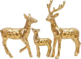 3jhlu Inc 3 Pcs Christmas Tabletop Decorations Resin Golden Reindeer Family Figurines Wit