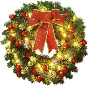 Inc 711181922301 16 Inch Pre-lit Christmas Wreath With Hook Battery Operated De