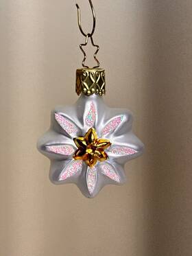10092s001 Inge-glas Edelweiss Flower German Glass Bavarian Christmas Ornament #y3116