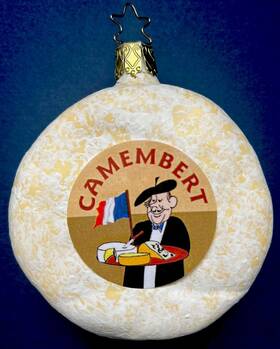 Inge-glas 842633020211 French Camembert Cheese Christmas Ornament Blown Glass Germany