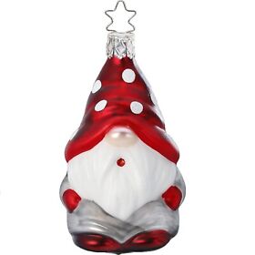 10012s019 Inge Glas Kalle Gnome Enchanted Forest German Glass Christmas Ornament Free Box