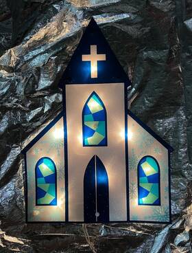 Inpact Innovation 727223955794 Lighted Church Indoor/outdoor Home Christmas Decor For Windows Walls Mantle
