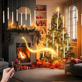 Fc01-20-2 Insequil Christmas Tree Candles 20 Pcs Floating With Wand Magic Hanging Candl