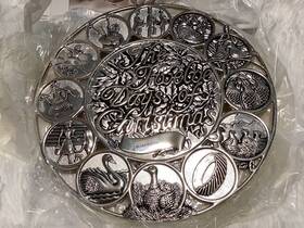 International Silver 011477293154 Co. Silverplate Trivet Twelve Days Of Christmas 1995 Boxed