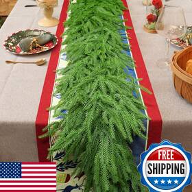 B0fkthtlrz Ipoolteng 18ft Norfolk Pine Garland 2x 9ft Real Touch Faux Greenery Christmas Decor