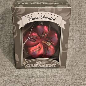 38040 Island Heritage Hand Painted Glass Christmas Ornament Hibiscus 2005 Euc