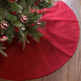 Ivenf 745780010459 Christmas Tree Skirt Red 48 Inches Burgundy Burlap Double-layer Plain Xmas T