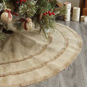 Ivenf 745780017397 Christmas Tree Skirt 48 Inches Natural Burlap Jute Plain With Tassels Rusti