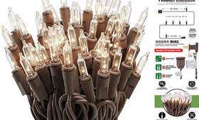 Lhs100-2 J. Hofert 100 Clear Mini Christmas String Lights On Brown Wire Cord Ul Approved For