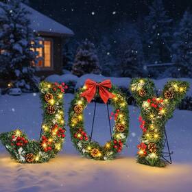Janinka El-holiday-displays-11 Joy Lighted Outdoor Christmas Decorations Set 16.5 X 12.6 Inch Illumi