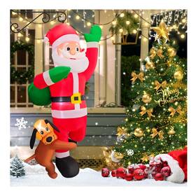 Janjosn Santa#6ft 6ft Christmas Inflatables Outdoor Decoration Hanging Santa Claus With Dog Bu
