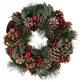 Jay Strongwater 848510040891 Green Mixed Foliage And Apple Artificial Christmas Wreath