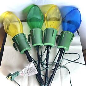 3458 Jcny Jsny Set Of 4 Jumbo Bulb Lawn Stakes Christmas Lights Yard Hang Or Stake