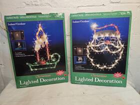 Jmc Impact 727223955008 2 Lighted Christmas Silhouette Santa Claus Candy Cane Indoor Outdoor