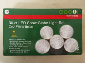 Jo-all Fabrics 764878720872 30 Ct Led Snow Globe Christmas Light Set Cool White Indoor Outdoor Jo-ann 2014