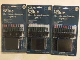 Jo-ann Stores 029944426707 3 Sets Of 10 Ct Multi Color Battery Operated Light Set On/off Switch Christmas
