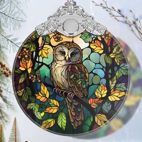 Jocidea Ky-blgs-owl-bls221 Owl Stained Glass Orament - Christmas Ornament Decorations