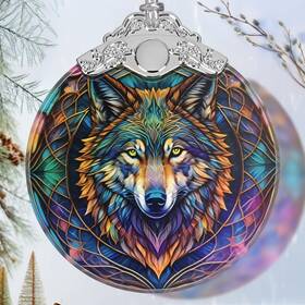 Ky-blgs-wolf-bls232 Jocidea Stained Glass Wolf Christmas Ornament - Holiday Home Decor Tree Decoration