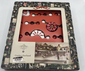 John Derian 199268177507 Vintage Style Christmas 60 Inch Glass Cookie Garland Red White Gold Nib