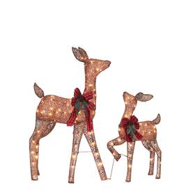 Johoo 768771768054 2 Pcs Reindeer Christmas Decoration Xmas Lighted Brown Shimmering Doe And Fa