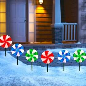 Joicee-us-xm302m1p1 Joicee Set Of 6 Led Peppermint Christmas Yard Stakes Holiday Decor 10 Inch Pathway Lights