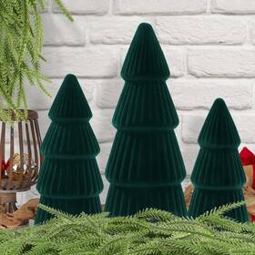 Joicee-us-xm634m1p1 Joicee Christmas Decorations Indoor 3 Pcs Velvet Ceramic Trees Green Mode