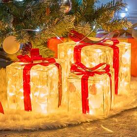32123 Joiedomi Christmas Lighted Gift Boxes Decorations Set Warm White