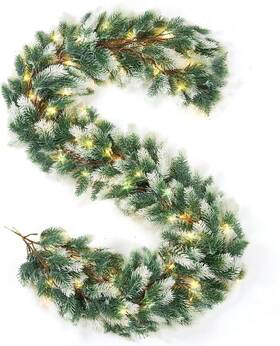 Joiedomi 840332668642 6ft Christmas Garland With Lights Pine For Mantle Xmas Decora