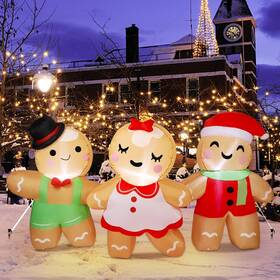 S710 Joliyoou 8ft L Christmas Inflatable Decoration Set Of 3 Blowup Gingerbread M