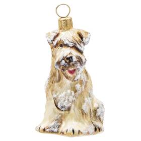 Joy To The World 842389037969 Snowy Soft Coated Wheaten Terrier Glass Christmas Ornament