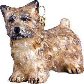 Zkp1912cr Joy To The World Cairn Terrier Cream Color Polish Glass Christmas Ornament Dog