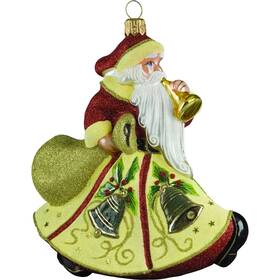Zkp2650cb Joy To The World Glitterazzi Eggnog Santa Polish Glass Christmas Ornament