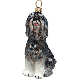 Zkp2686 Joy To The World Polish Lowland Sheepdog Glass Christmas Ornament Made In Poland