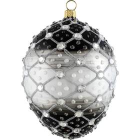 Zkp4021eb Joy To The World Glitterazzi Ebony Jeweled Egg Polish Glass Christmas Ornament