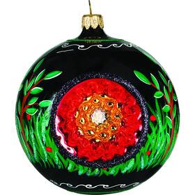 Zkp4089ram Joy To The World Pysanky Ram Reflector Ball Polish Glass Christmas Ornament