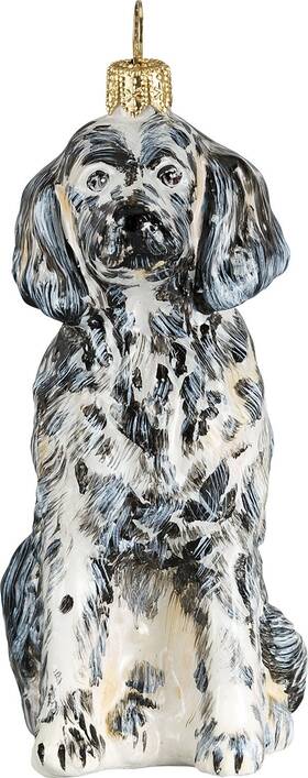 Zkp4097 Joy To The World English Setter Dog Polish Blown Glass Christmas Grey