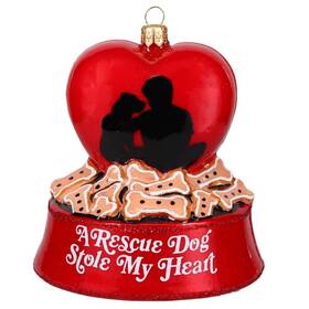 Zkp5254 Joy To The World A Rescue Dog Stole My Heart Polish Glass Christmas Tree Ornament