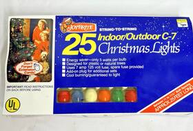 886731 Joybrite Vintage Christmas C7 String 25 Outdoor Lights Cool Multi Color New